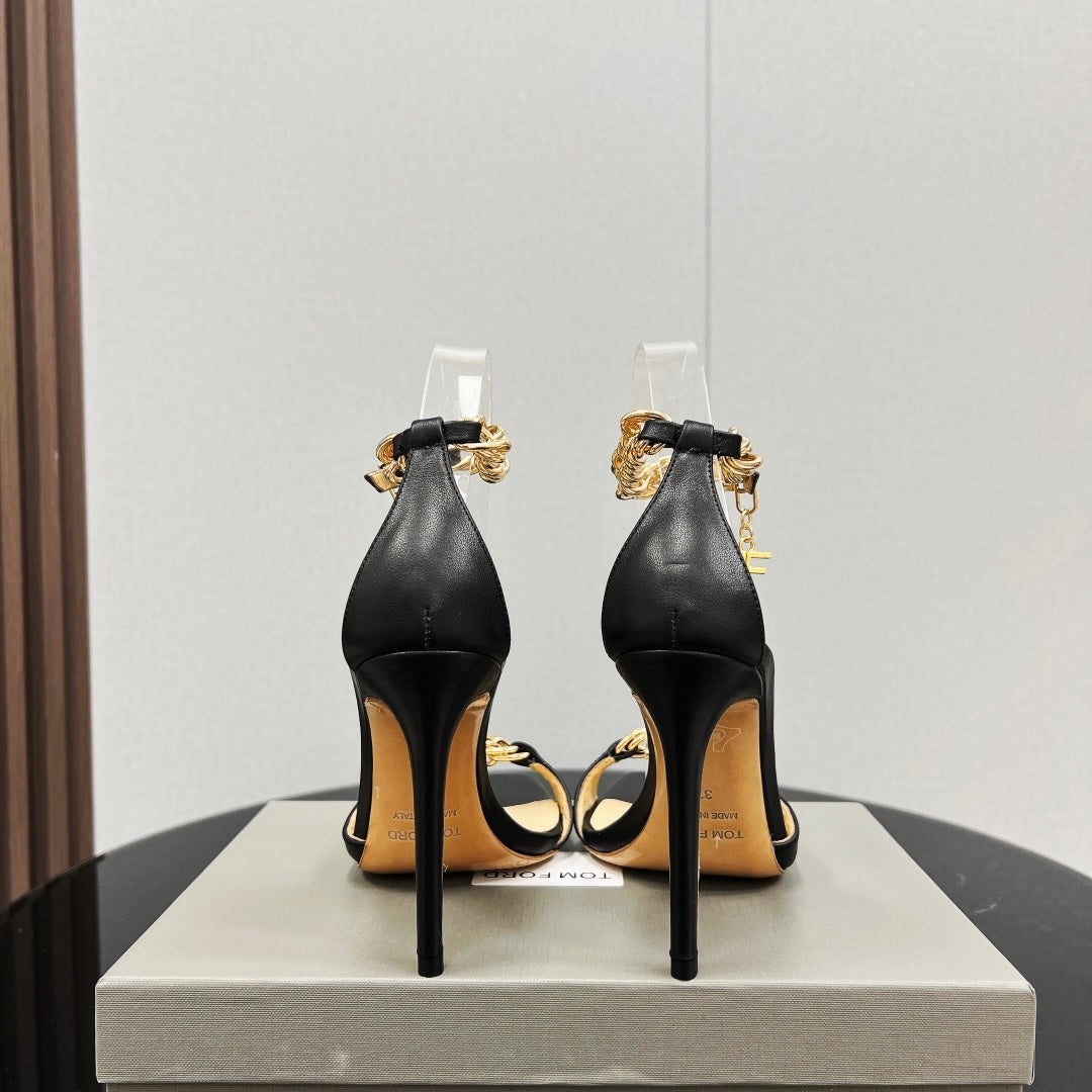 ZENITH SANDAL 10 CM IN BLACK SHINY LAMBSKIN