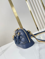 NANO ALMA 18 IN NAVY BLUE QUILTED LAMBSKIN GOLD HARDWARE