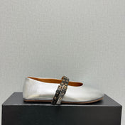 ALAIA MARY JANE SHOES IN SILVER LAMBSKIN SILVER HARDWARE