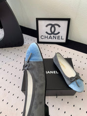 BALLET FLAT GREY MIX LIGHT BLUE VELVET