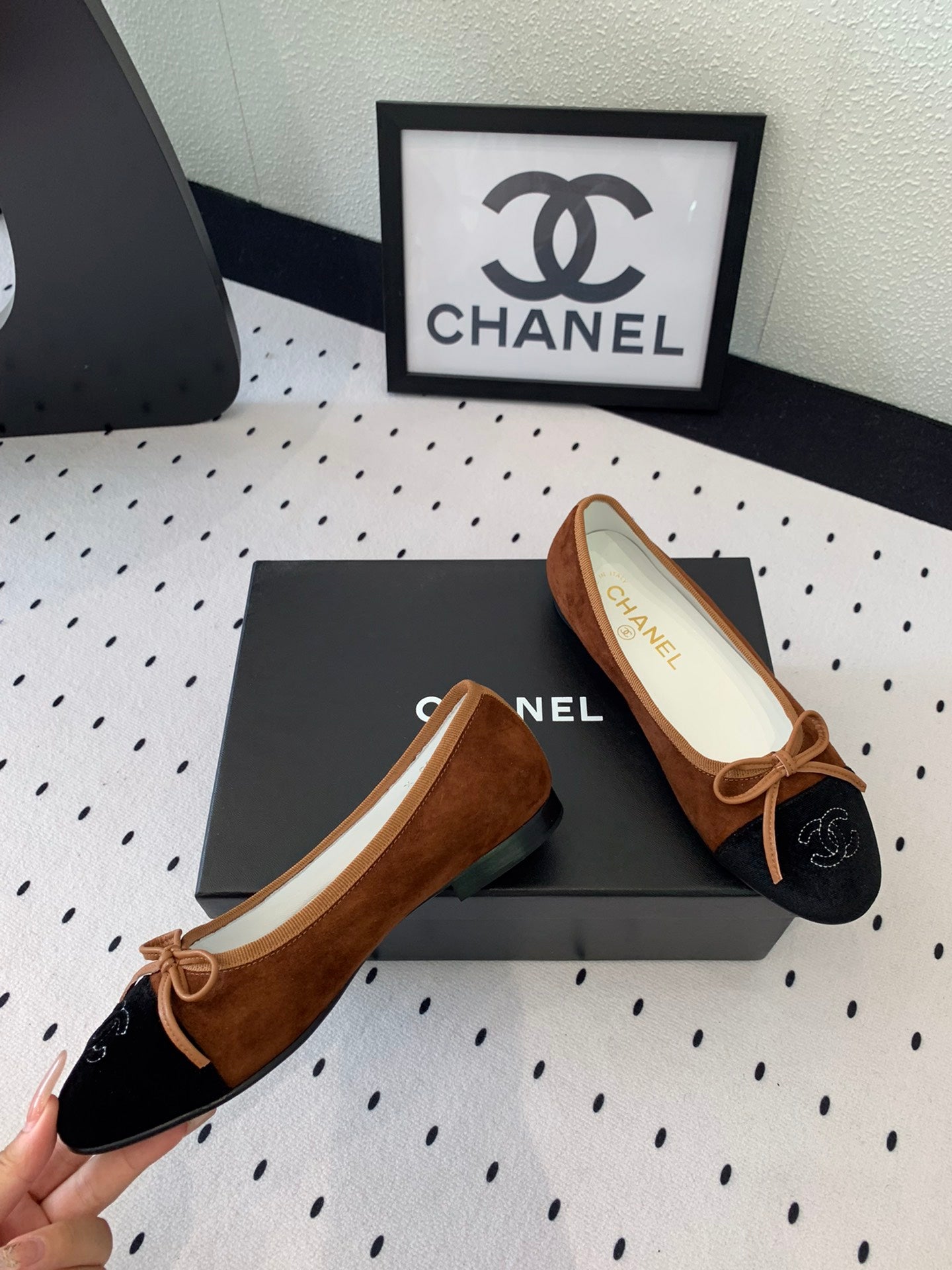 BALLET FLAT BROWN MIX BLACK VELVET