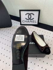 BALLET FLAT DARK BROWN MIX BLACK VELVET