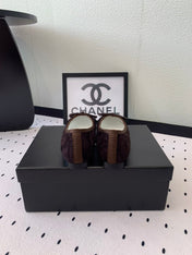 BALLET FLAT DARK BROWN MIX BLACK VELVET