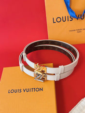 LV GO-14 20MM BELT IN WHITE CALFSKIN GOLD HARDWARE