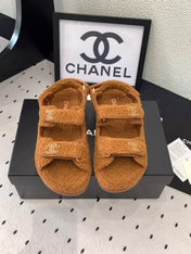 CC DAD SANDAL BRONZE BROWN LAMB FUR