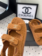 CC DAD SANDAL BRONZE BROWN LAMB FUR
