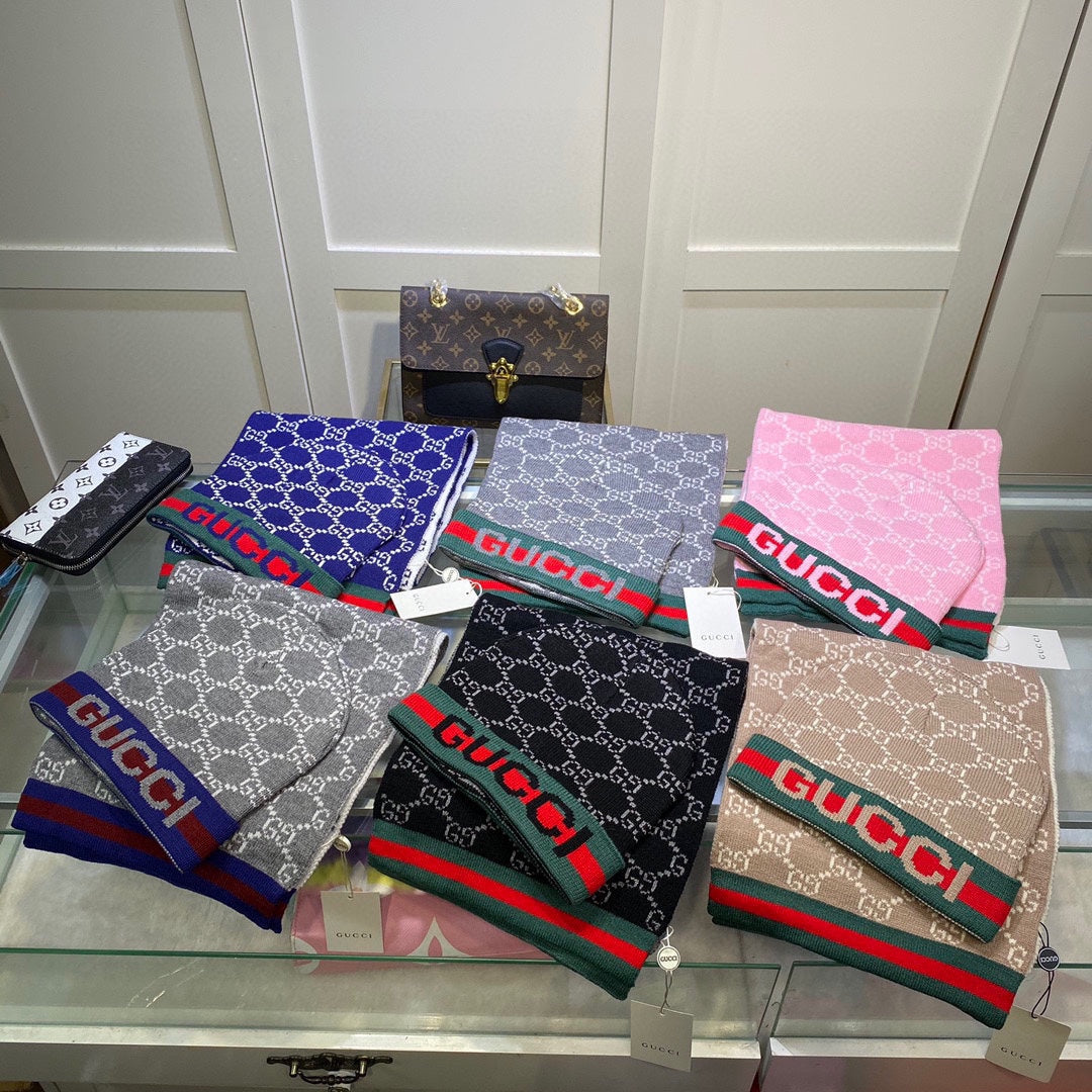 SET SCARF AND HAT IN DOVE GRAY MONOGRAM CASHMERE 349667