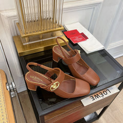 VLTN HIGH SANDAL 60MM IN BROWN CALFSKIN