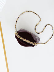 HOBO BAG 18 IN WINE RED SOFT LAMBSKIN GOLD CHAIN