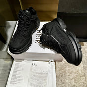 C'EST SNEAKER IN BLACK CALFSKIN AND BREATHABLE MESH