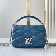 GO-14 PM 20 IN INDIGO DYE QUILTED LAMBSKIN SILVER HARDWARE