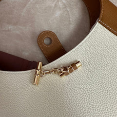 BOBBIN SHOULDER BAG 32 IN WHITE MIX BRONZE BROWN CALFSKIN WITH GOLD HARDWARE