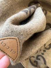 PONCHO 200 CM IN CHOCOLATE BROWN MONOGRAM CASHMERE 405021