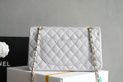 CHANEL 25S FLAP BAG 25.5 CM IN LIGHT GREY LAMBSKIN