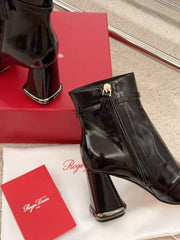 VIV' PODIUM BOOTIES IN BLACK LAMBSKIN