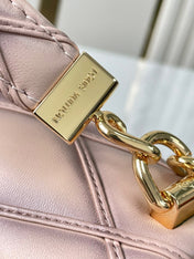 GO-14 MM 23 IN LIGHT PINK QUILTED LAMBSKIN GOLD HARDWARE