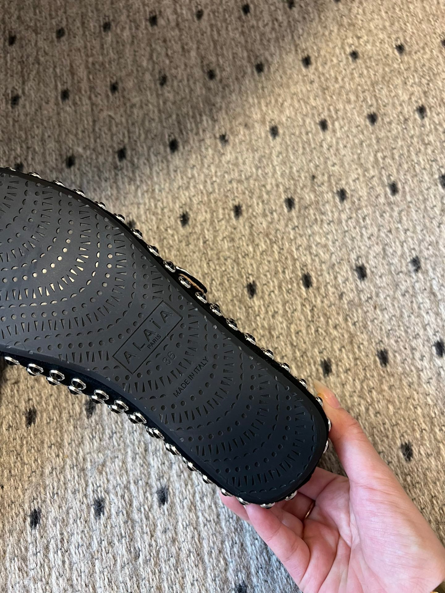 STRASS BALLET FLATS IN BLACK LAMBSKIN