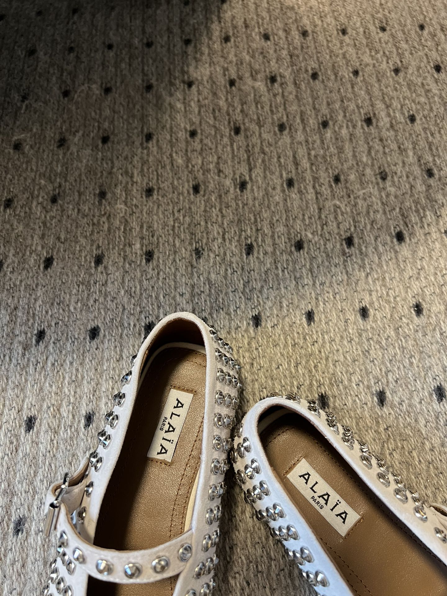 STRASS BALLET FLATS IN WHITE LAMBSKIN