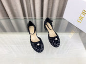 PEARL MARY JANE PUMP IN BLACK MIX WHITE TWEED 30 MM