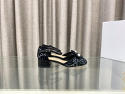 PEARL MARY JANE PUMP IN BLACK MIX WHITE TWEED 30 MM