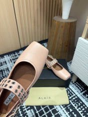 BIKER BALLET FLATS IN PEACH PINK CALFSKIN