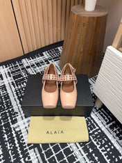 BIKER BALLET FLATS IN PEACH PINK CALFSKIN