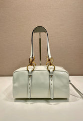 LARGE RECTANGULAR BAG 30 IN WHITE OIL WAX LAMBSKIN GOLD HARDWARE
