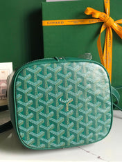 PETIT FLOT BUCKET BAG 22 IN GREEN GOYARDINE CANVAS AND LAMBSKIN TRIM