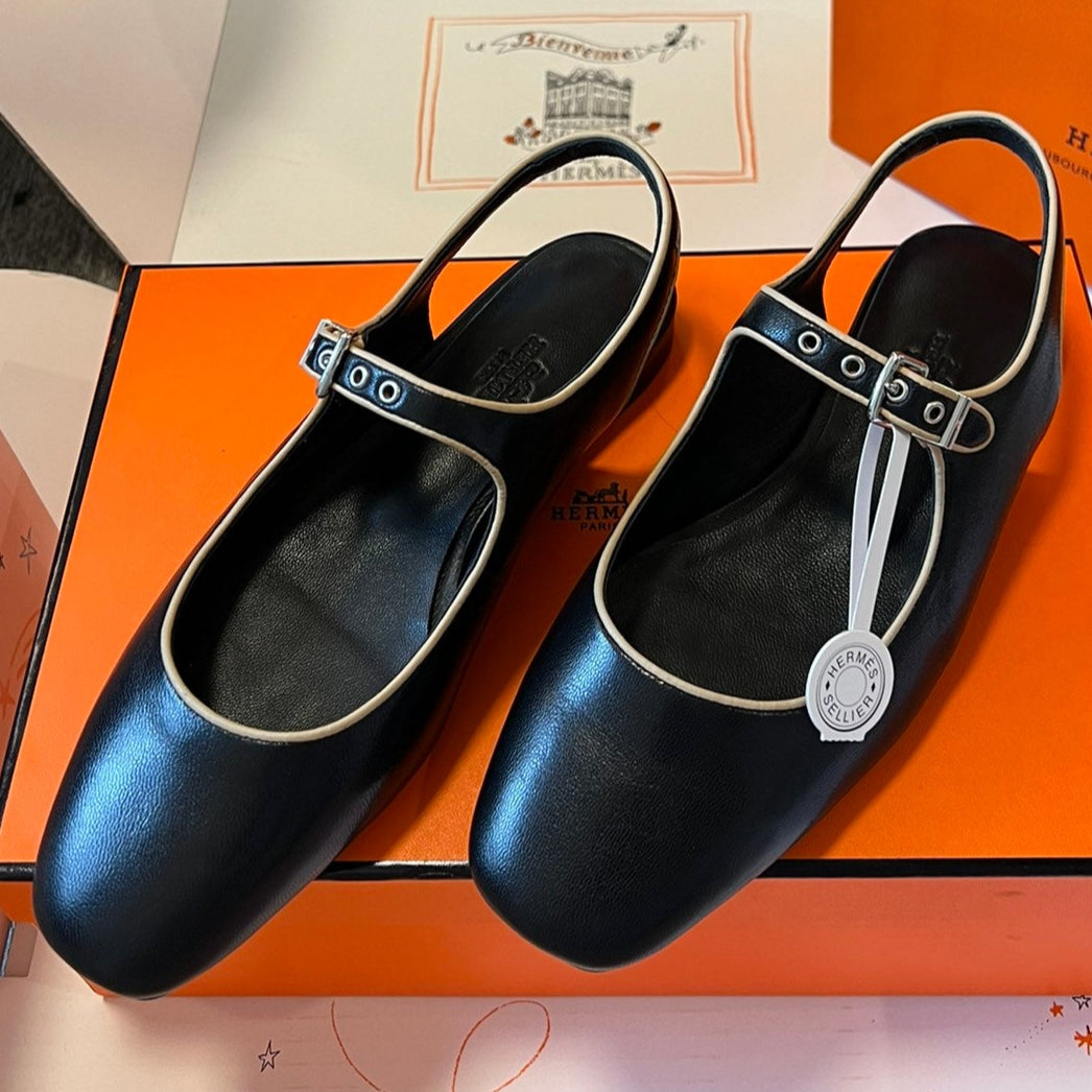 KLEO SLINGBACK IN BLACK CALFSKIN