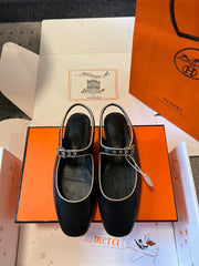 KLEO SLINGBACK IN BLACK CALFSKIN