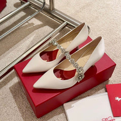 EFFLORESCENCE MARY JANE PUMPS IN WHITE SILK