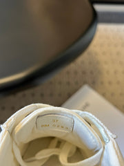 TRAINER LOW LACE-UP SNEAKER IN WHITE MIX BEIGE CANVAS