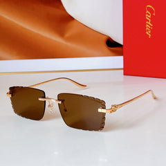 PANTHÈRE RIMLESS RECTANGULAR FRAME SUNGLASSES CT0682S IN METAL