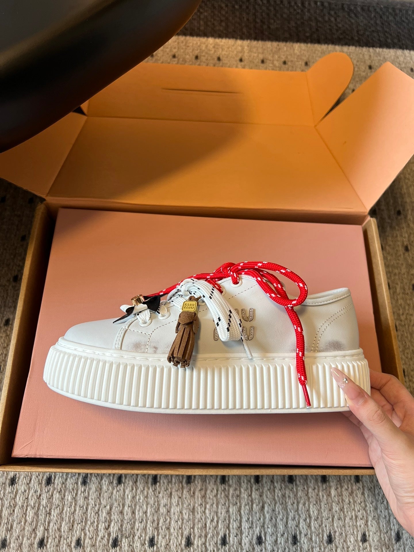 MIUMIU 26S SNEAKERS 50MM IN WHITE CALFSKIN