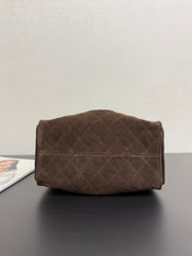 CHANEL 25S HOBO BAG 40 CM IN DARK BROWN SUEDE WITH GOLD HARDWARE