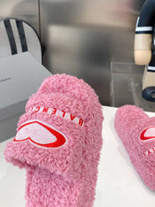 BALENCIAGA 25S SLIPPERS IN PINK MIX RED WOOL