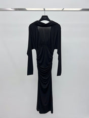 YSL 25S RUFFLED LONG-SLEEVE DRESS STYLE 131
