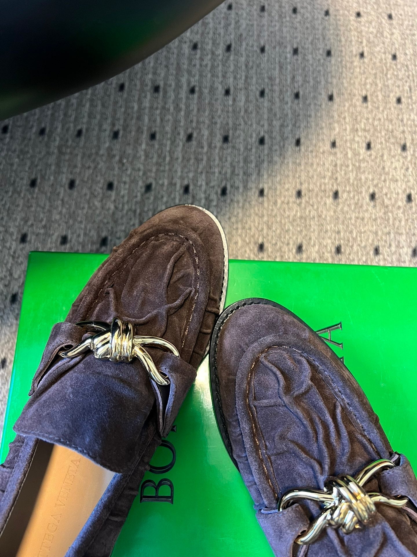 BOTTEGA VENETA 26S LOAFERS IN DARK BROWN SUEDE WITH GOLD HARDWARE