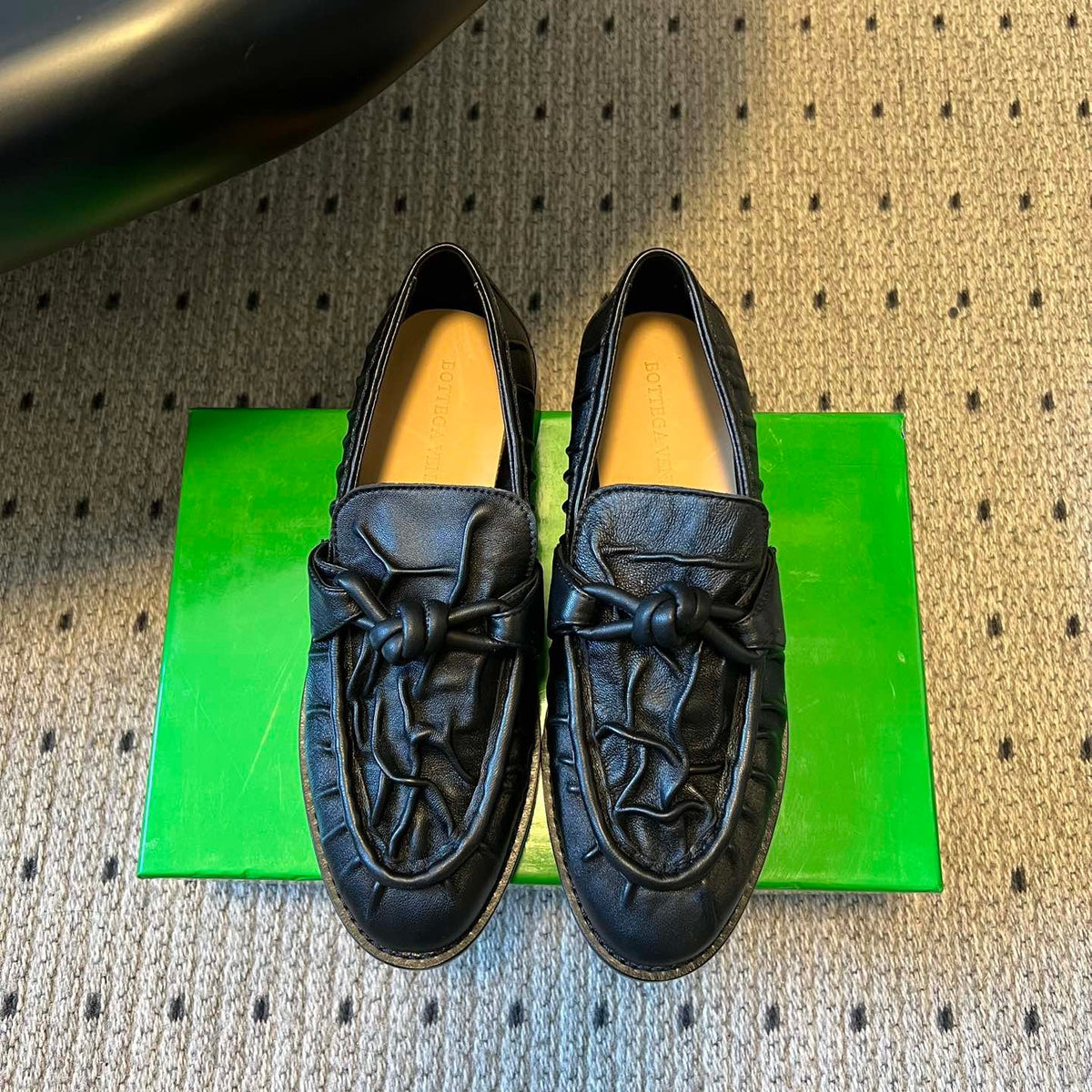 BOTTEGA VENETA 26S LOAFERS IN BLACK LAMBSKIN