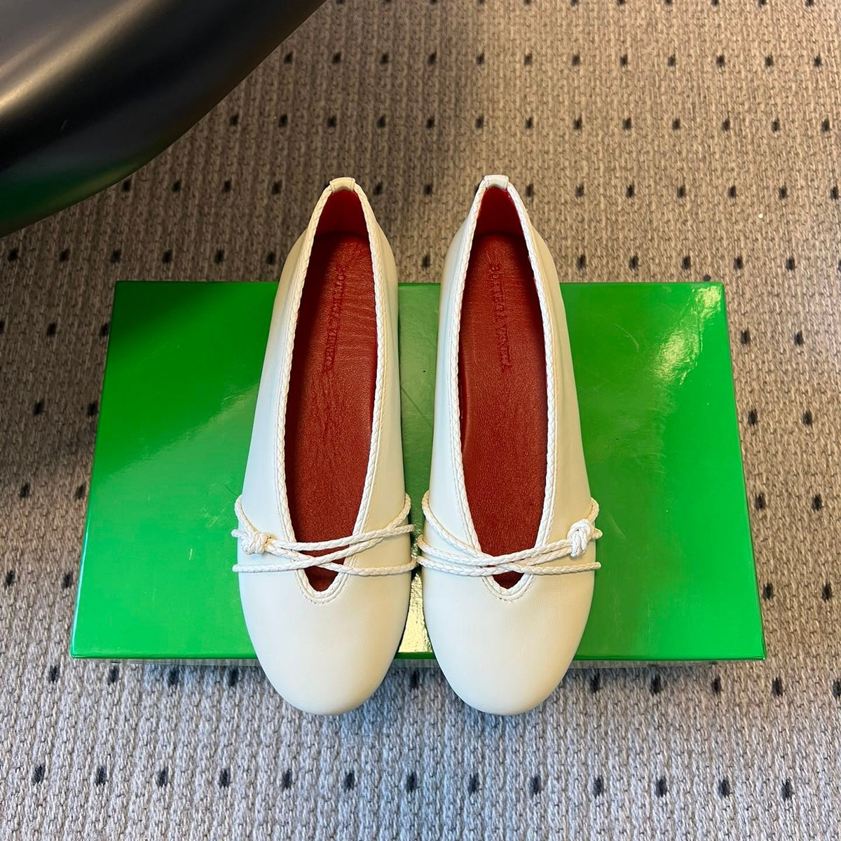 BOTTEGA VENETA 26S ESPADRILLE BALLET FLATS IN WHITE LAMBSKIN