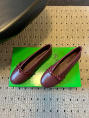 BOTTEGA VENETA 26S ESPADRILLE BALLET FLATS IN DARK RED LAMBSKIN