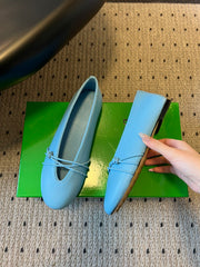 BOTTEGA VENETA 26S ESPADRILLE BALLET FLATS IN BLUE LAMBSKIN