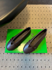 BOTTEGA VENETA 26S ESPADRILLE BALLET FLATS IN DARK BROWN LAMBSKIN