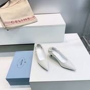 PRADA 26S PUMPS 55MM IN CREAM WHITE CALFSKIN