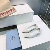 PRADA 26S PUMPS 55MM IN CREAM WHITE CALFSKIN