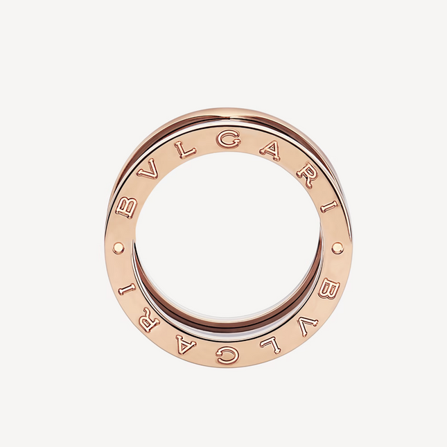 ZERO 1 FOUR-BAND LOOPS AND BLACK CERAMIC SPIRAL PINK GOLD RING