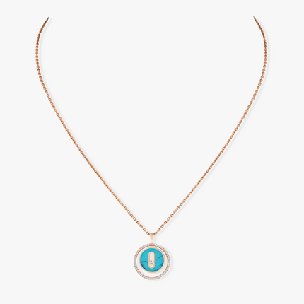 LUCKY MOVE 1 DIAMOND TURQUOISE PINK GOLD DIAMOND NECKLACE