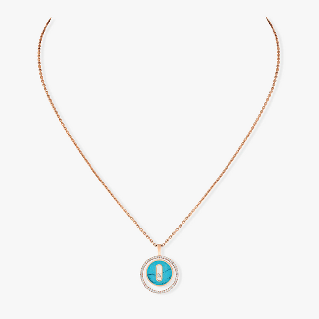 LUCKY MOVE 1 DIAMOND TURQUOISE PINK GOLD DIAMOND NECKLACE