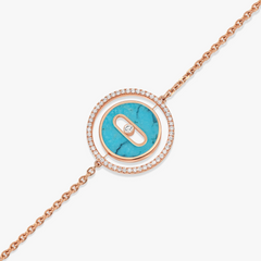 LUCKY MOVE TURQUOISE PINK GOLD DIAMOND BRACELET