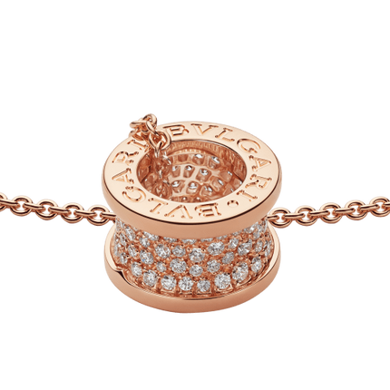 ZERO 1 PINK GOLD PENDANT NECKLACE WITH PAVED DIAMONDS